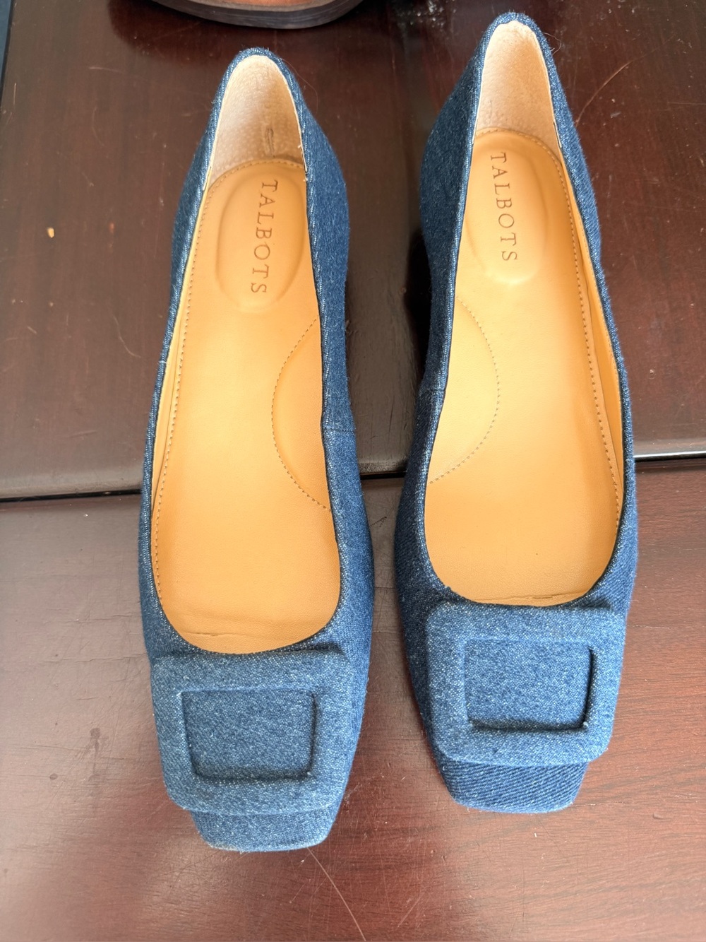 Talbots Denim Blue Square-Toe Ballet Flats